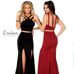 ENVIOUS COUTURE PROM BY KARISHMA BLACK TWO PIECE DRESS (E1248)